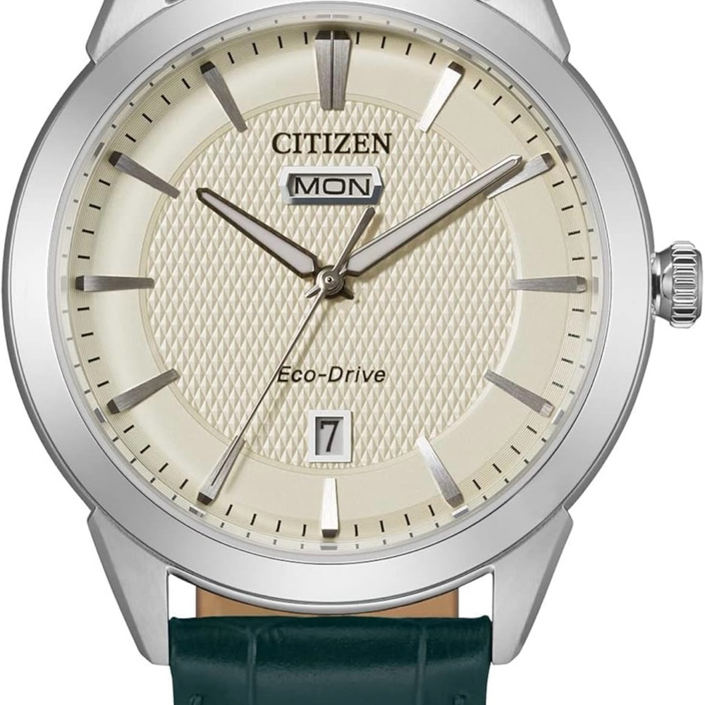 Citizen Eco-Drive Watch with Cream Dial and Silver Case